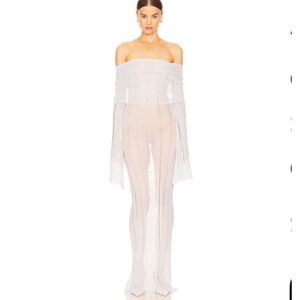 Aya Muse Long Sleeve Silver and Blue Dress